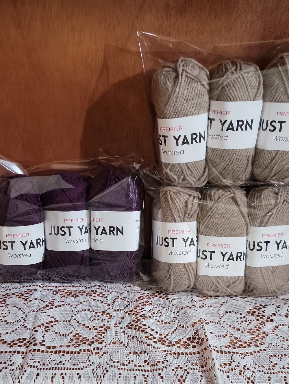 Premier Just Yarn Skeins Worsted in Eggplant And Nutmeg 9 Skeins